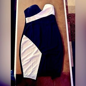 Black and white strapless mini dress size small